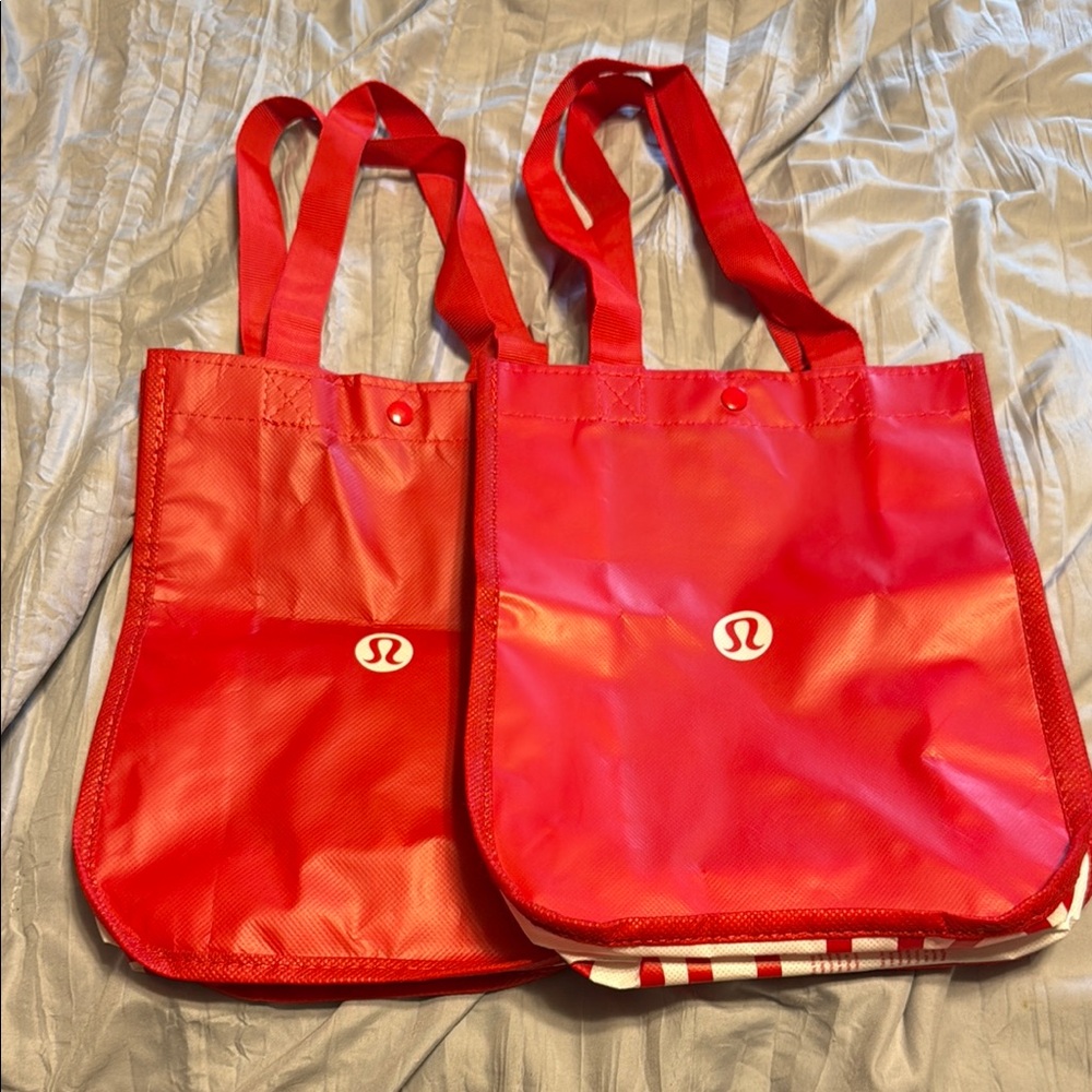Lululemon Athletica Red Glossy Tote Bag/ shopping bag